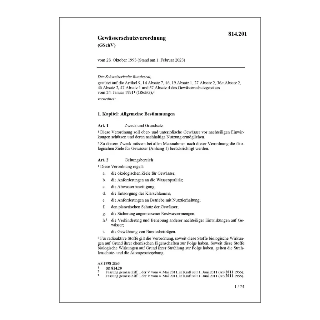 Gewässerschutzverordnung, GSchV