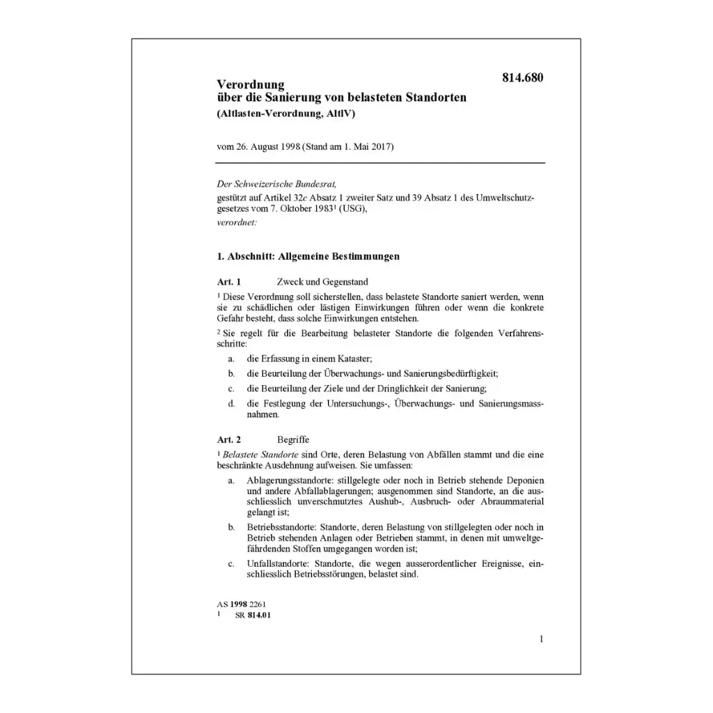 Altlasten-Verordnung, AltlV