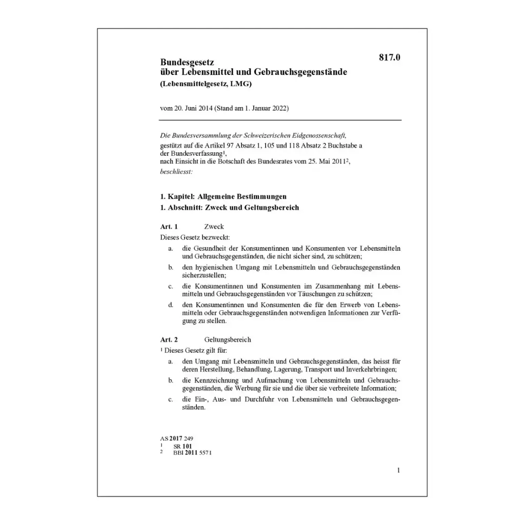 BG Lebensmittel/Gebrauchsgegenstände LMG