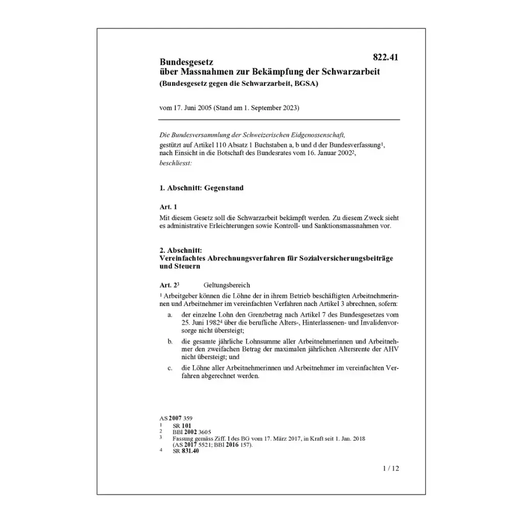 BG Schwarzarbeit, BGSA