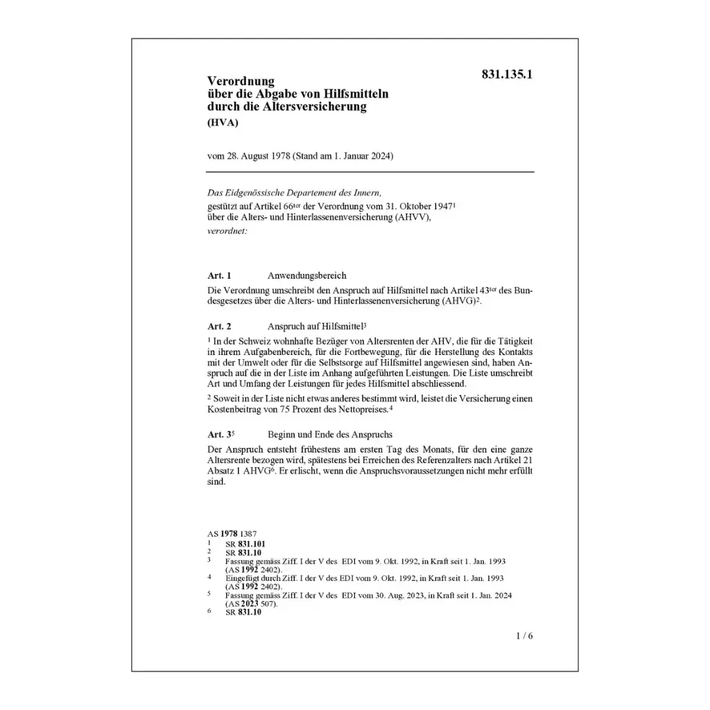 V Abgabe Hilfsmittel, Altersvers., HVA