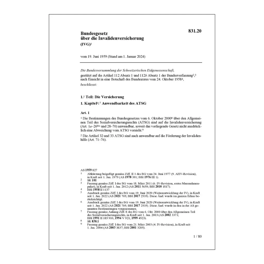 BG über die Invalidenversicherung, IVG
