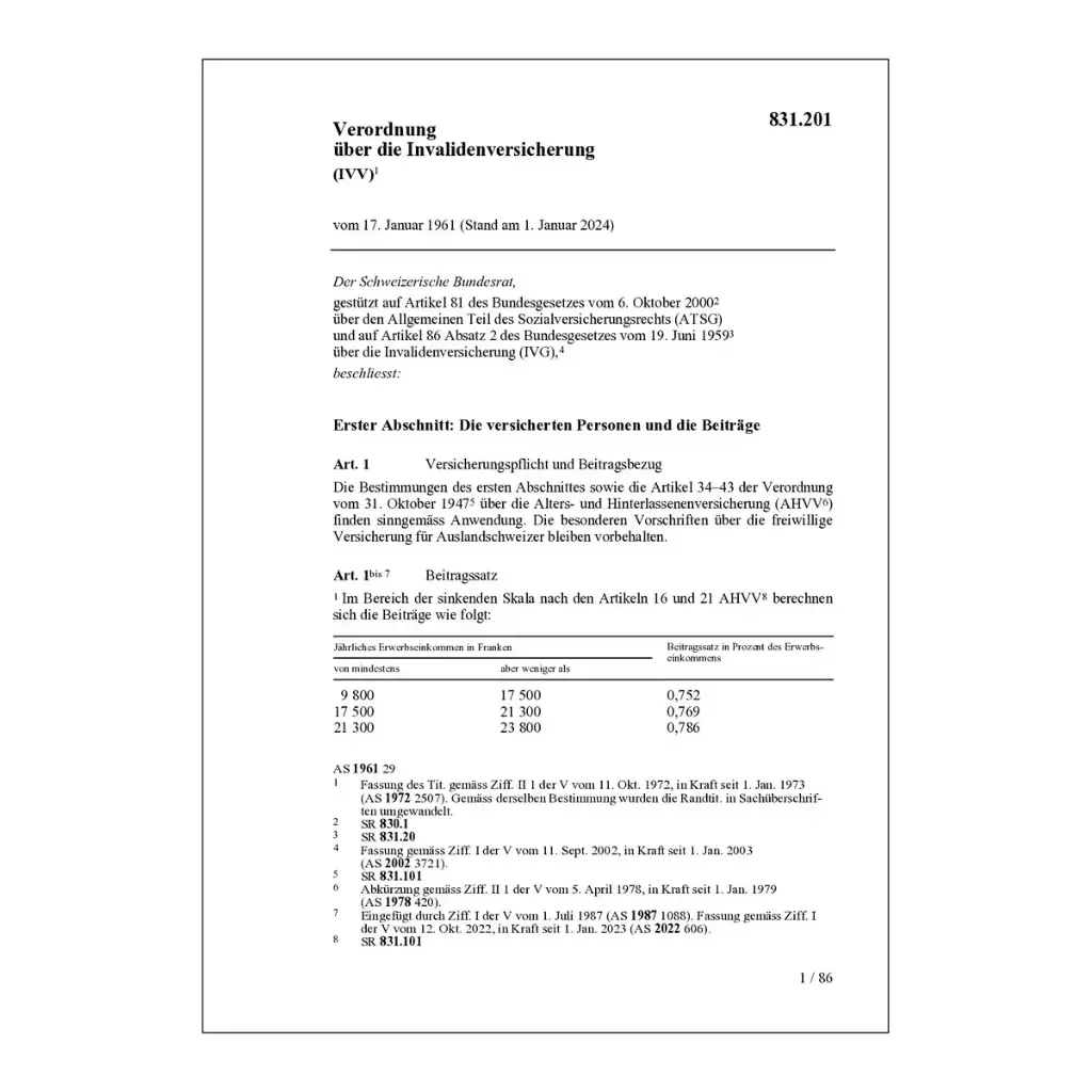 Verordnung Invalidenversicherung, IVV