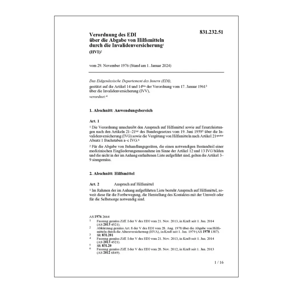 V Abgabe Hilfsmittel durch die IV, HVI