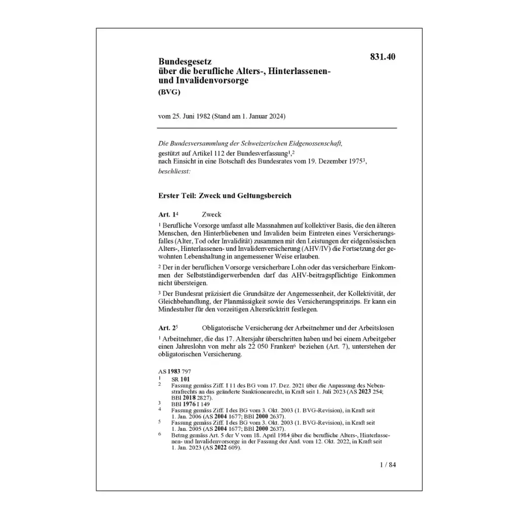 BG berufliche Vorsorge, BVG