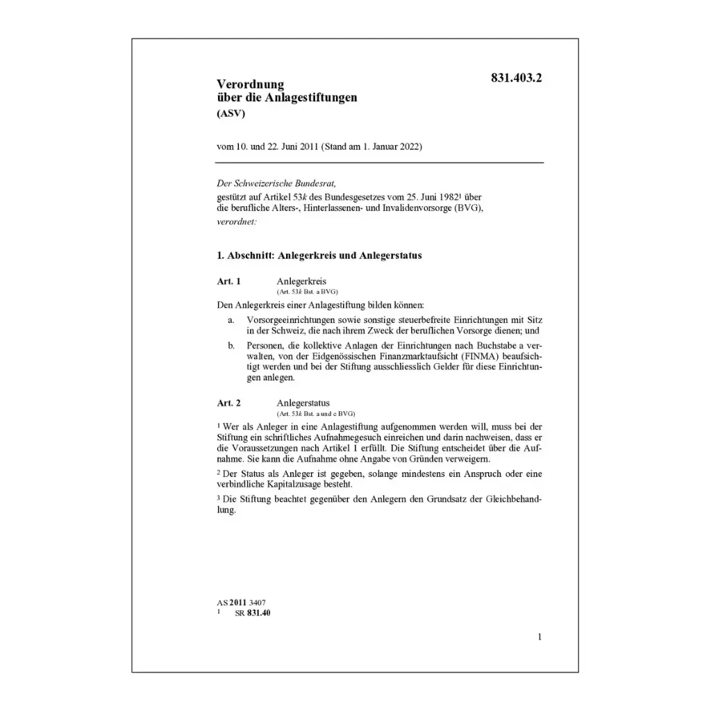 V Anlagestiftungen ASV