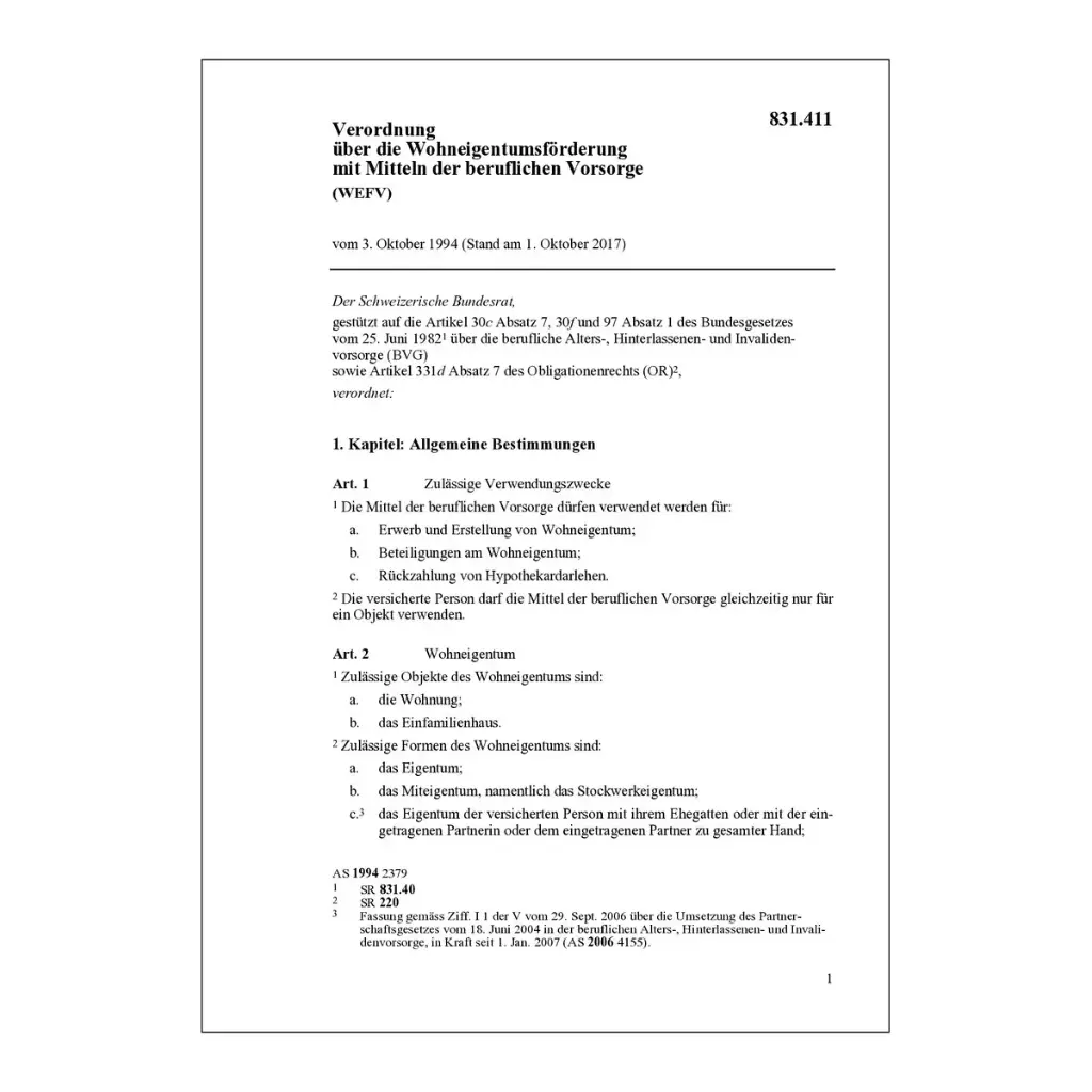 V Wohneigentumsförderung BV, WEFV