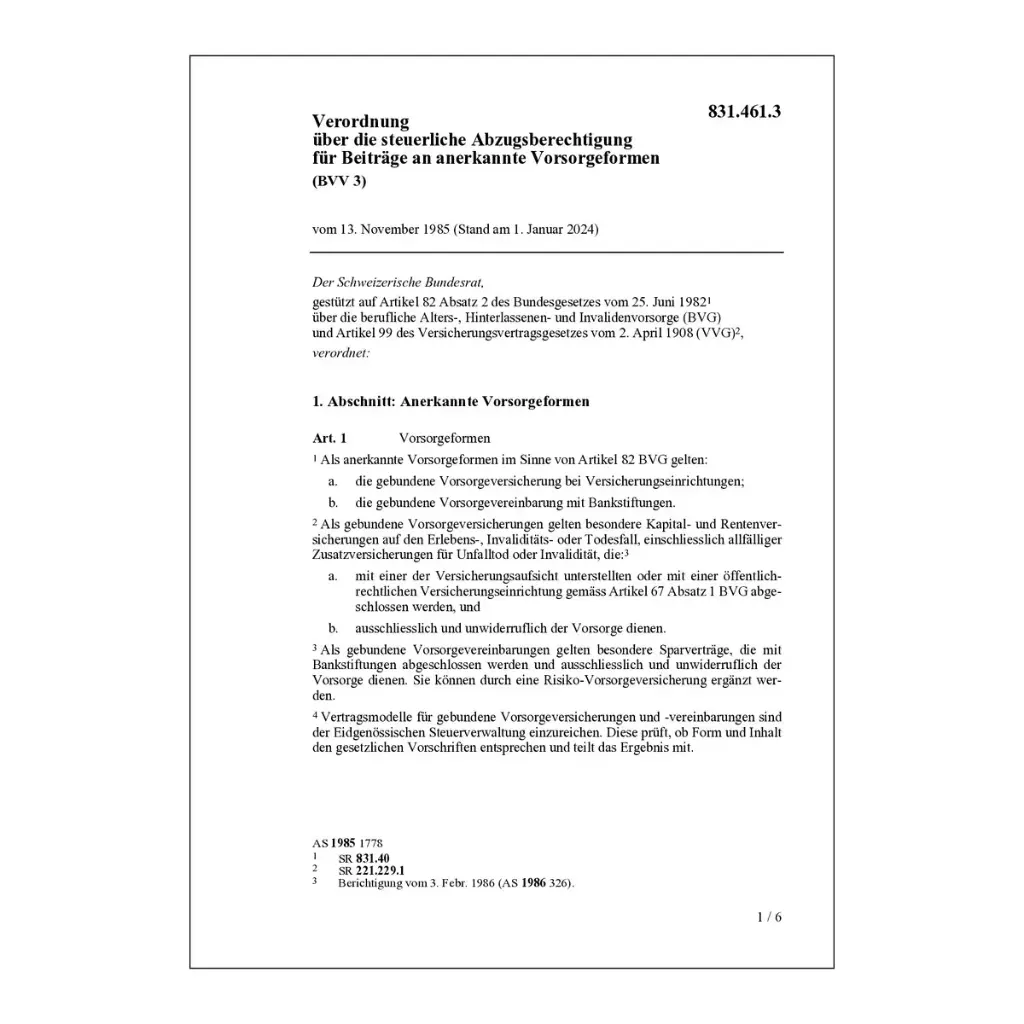 V steuerl.Abzug Beiträge Vorsorgef,BVV 3
