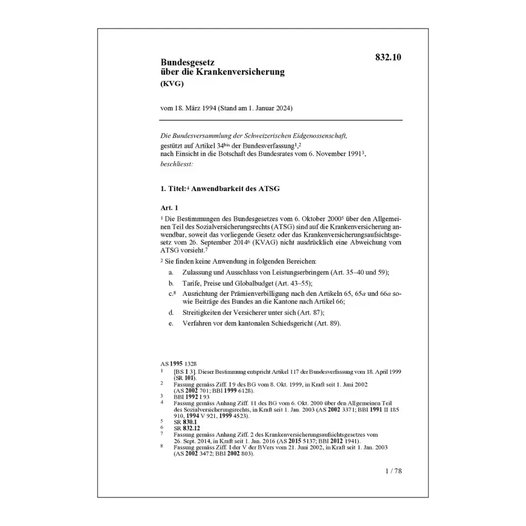 BG über die Krankenversicherung, KVG