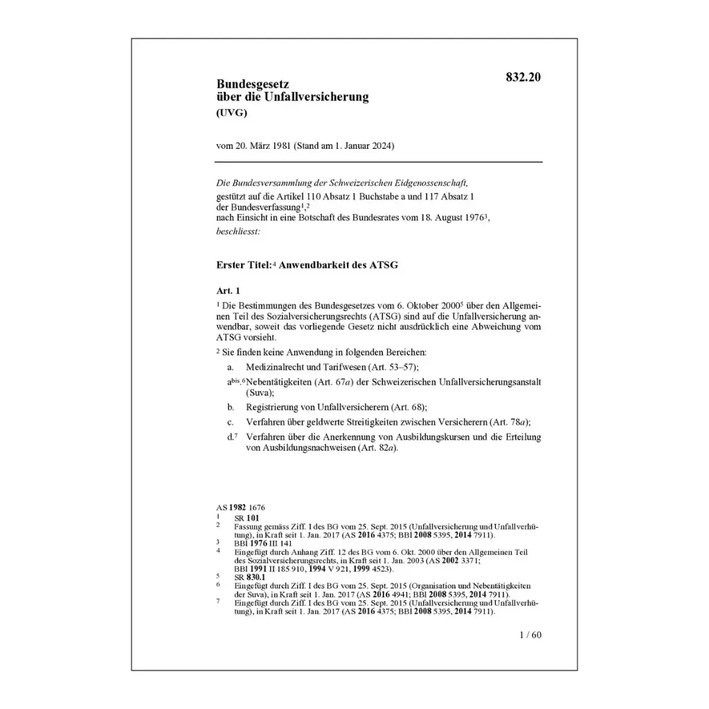 BG Unfallversicherung, UVG