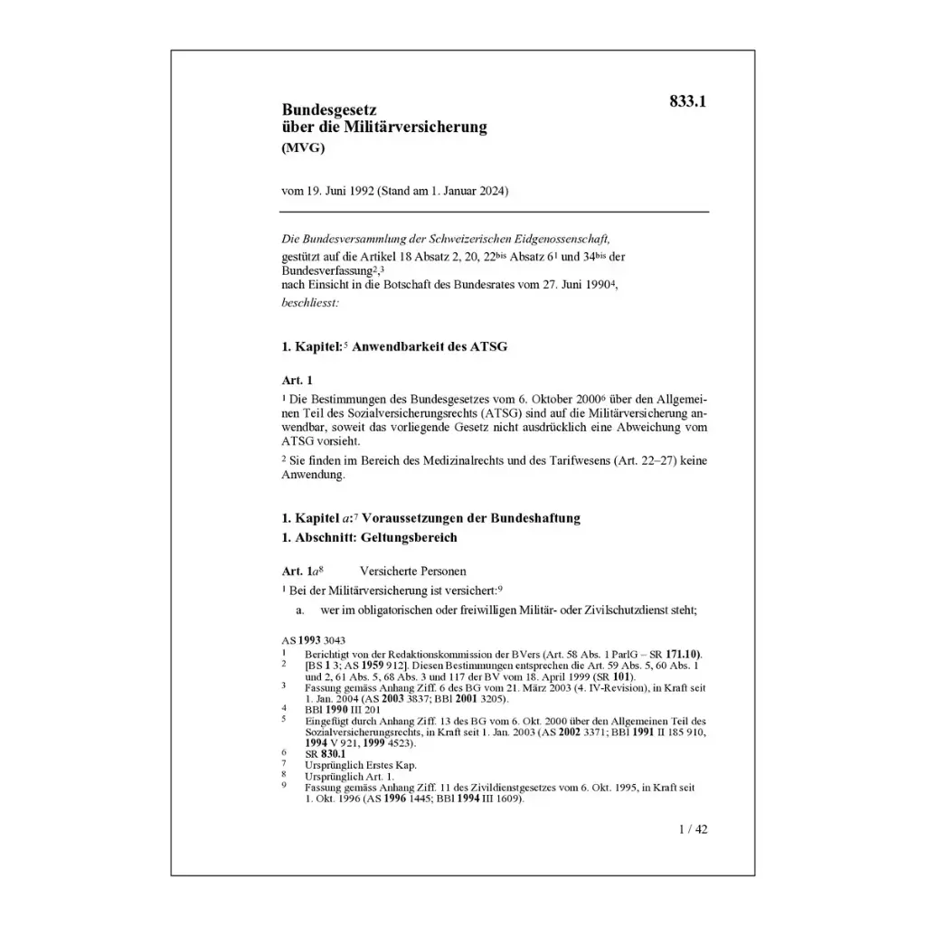 BG über die Militärversicherung, MVG
