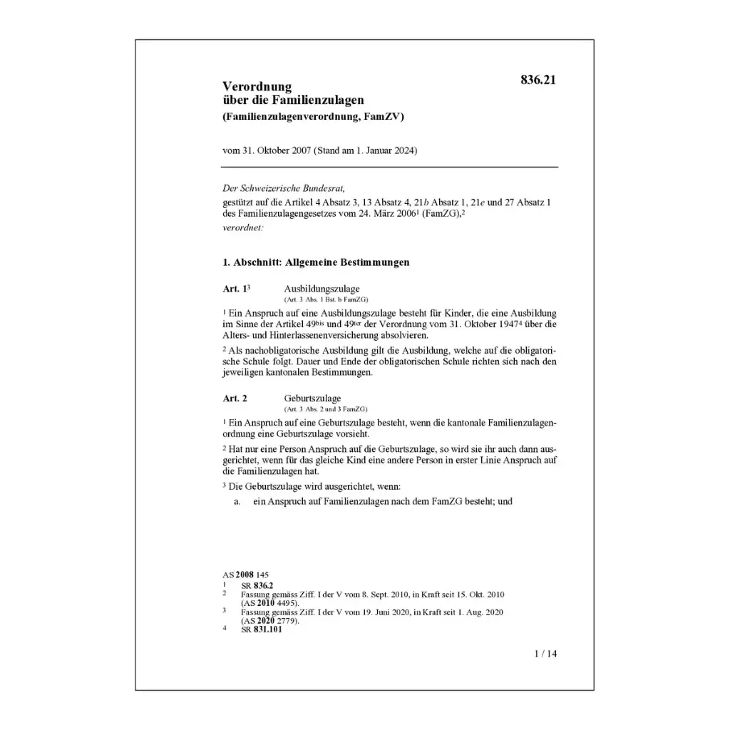 V Familienzulagen FamZV