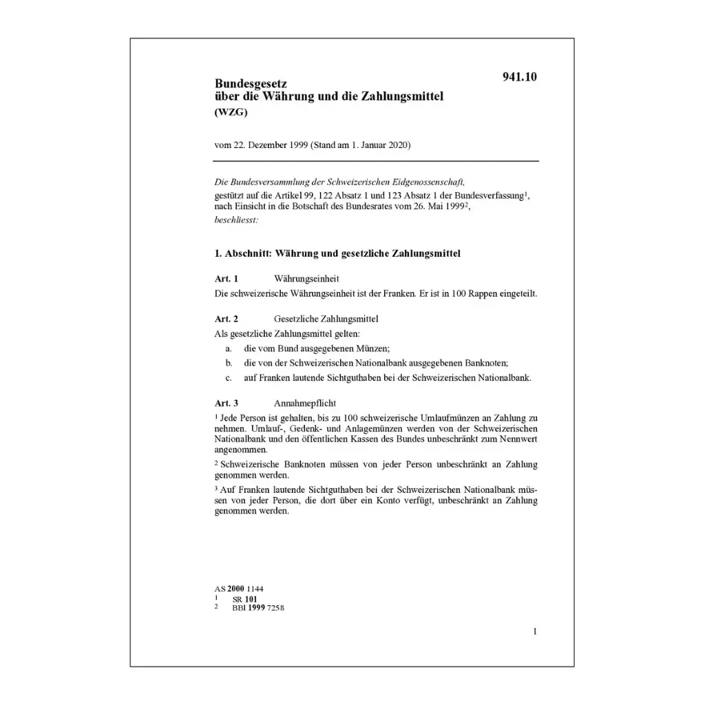 BG Währung und Zahlungsmittel WZG