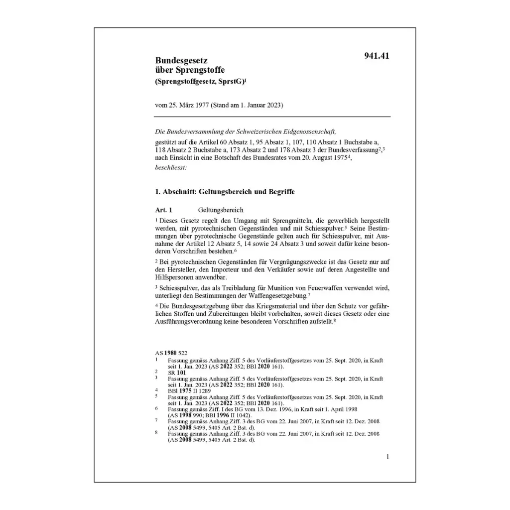 BG explosionsge.Stoffe Sprengstoffgesetz, SprstG