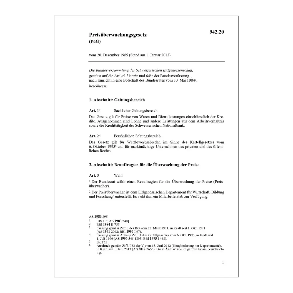 Preisüberwachungsgesetz, PüG