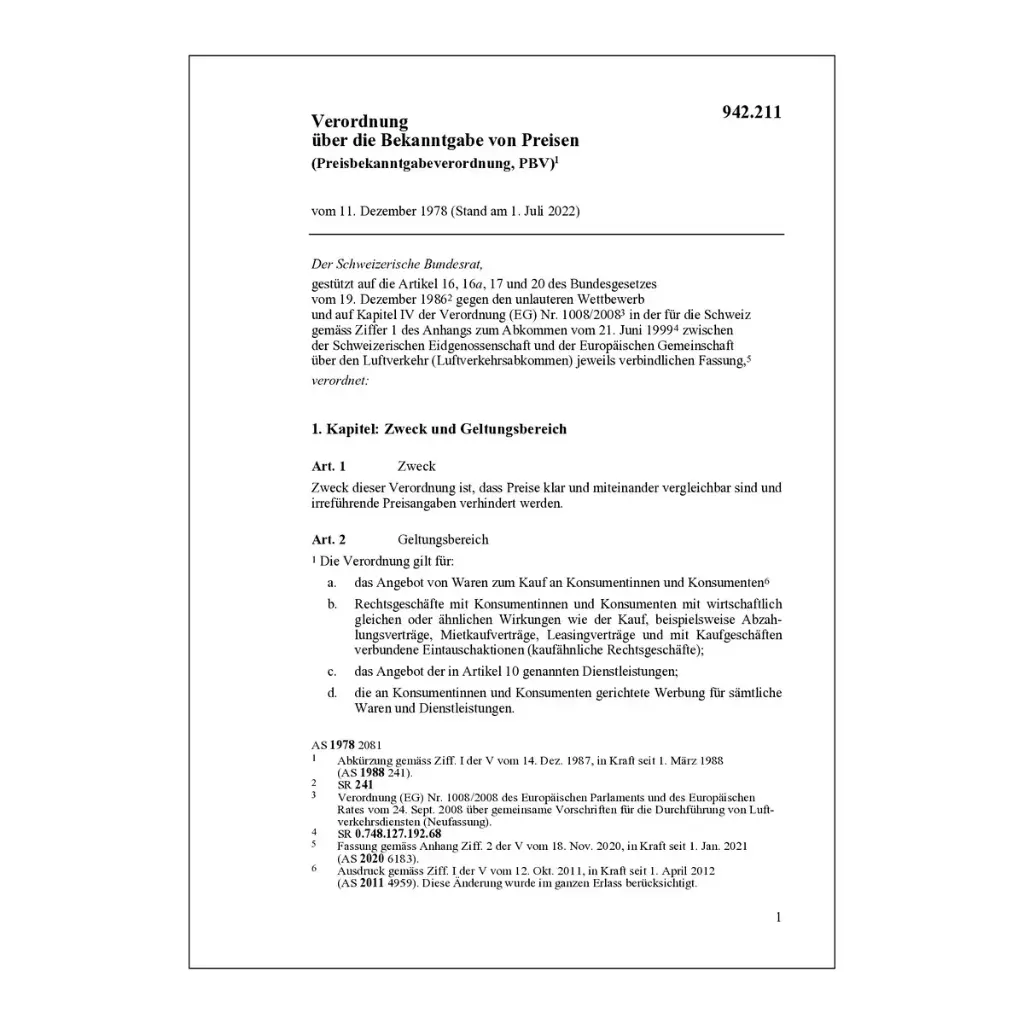 Preisbekanntgabeverordnung, PBV