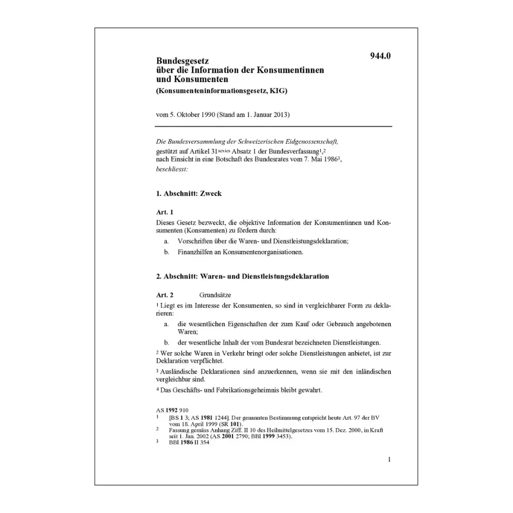 BG Information der Konsumenten, KIG