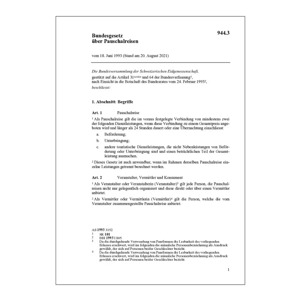 BG über Pauschalreisen