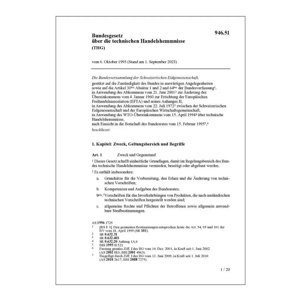 BG techn. Handelshemmnise, THG