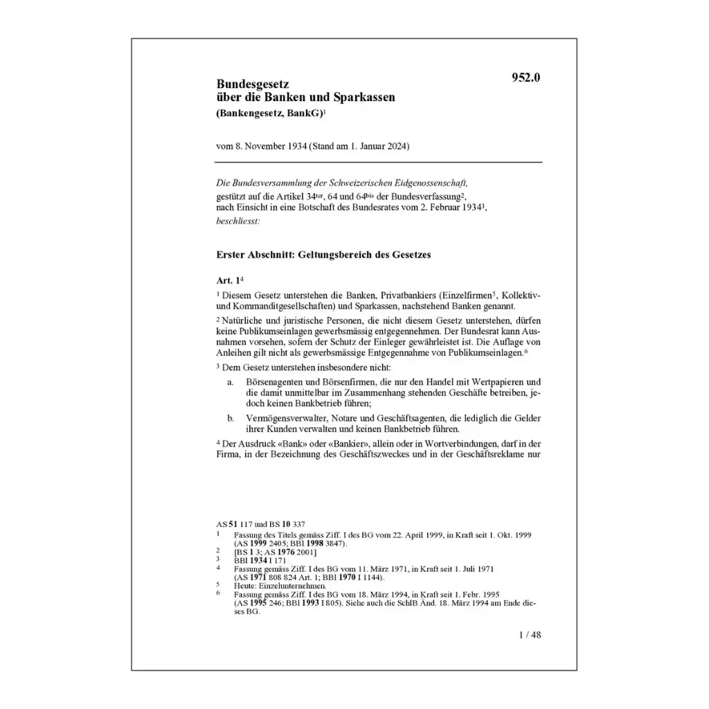 BG über Banken und Sparkassen, BankG