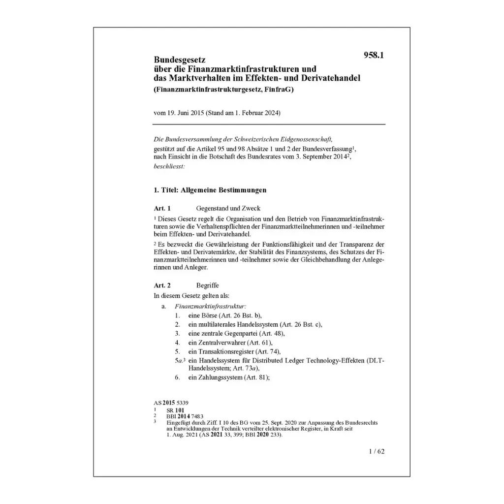 Finanzmarktinfrastrukturgesetz, FinfraG