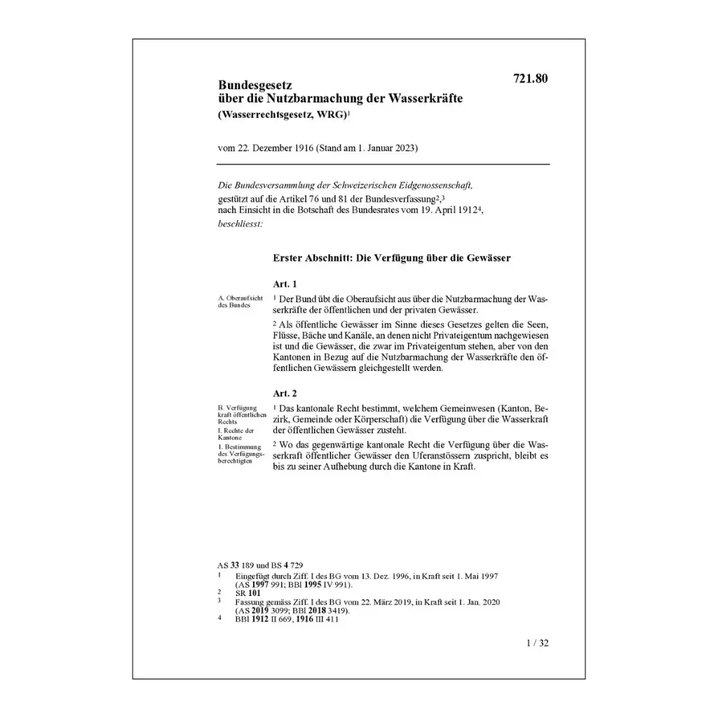 BG Nutzbarmachung der Wasserkräfte, WRG