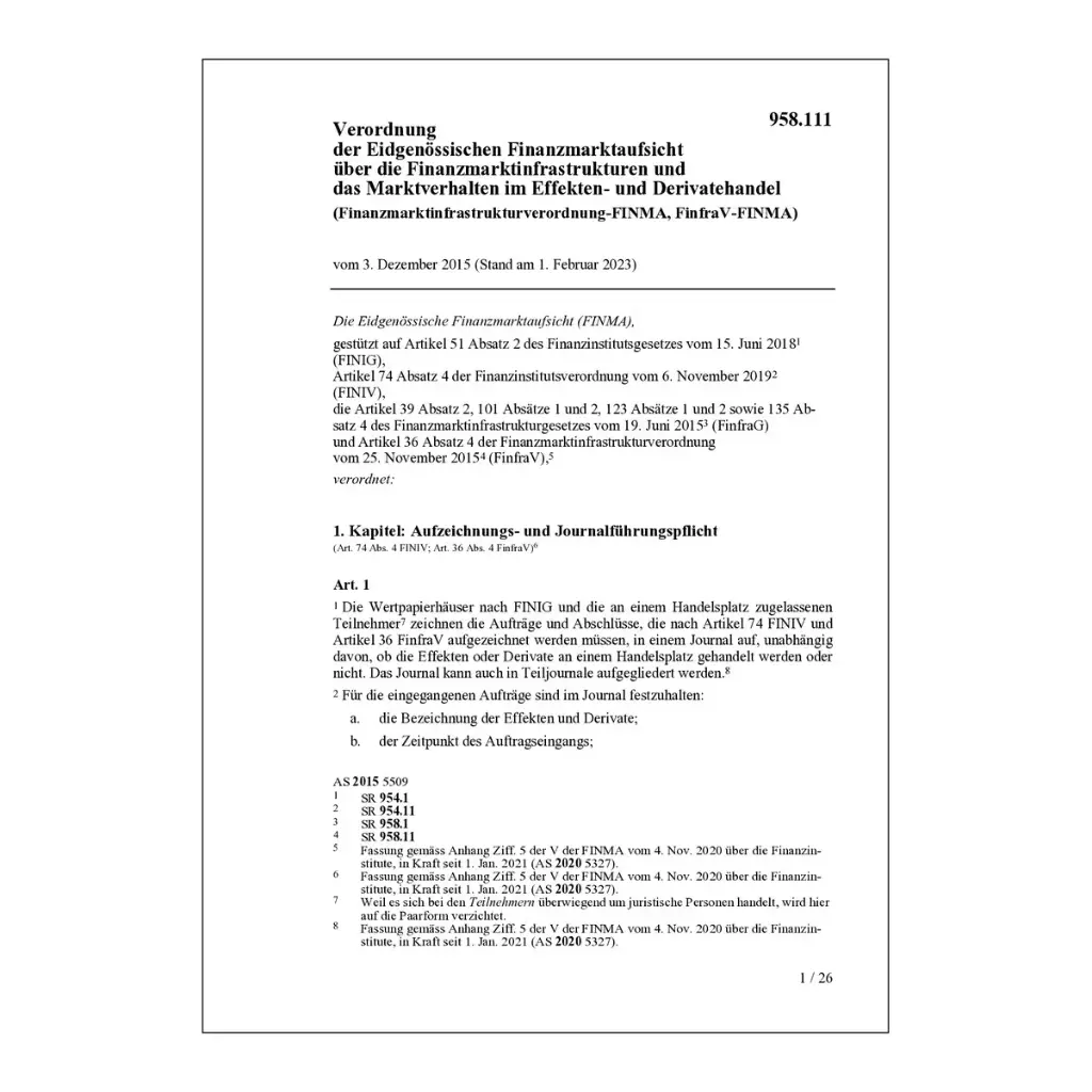 Finanzmarktinfrastrukturverordnung-FINMA, FinfraV-FINMA