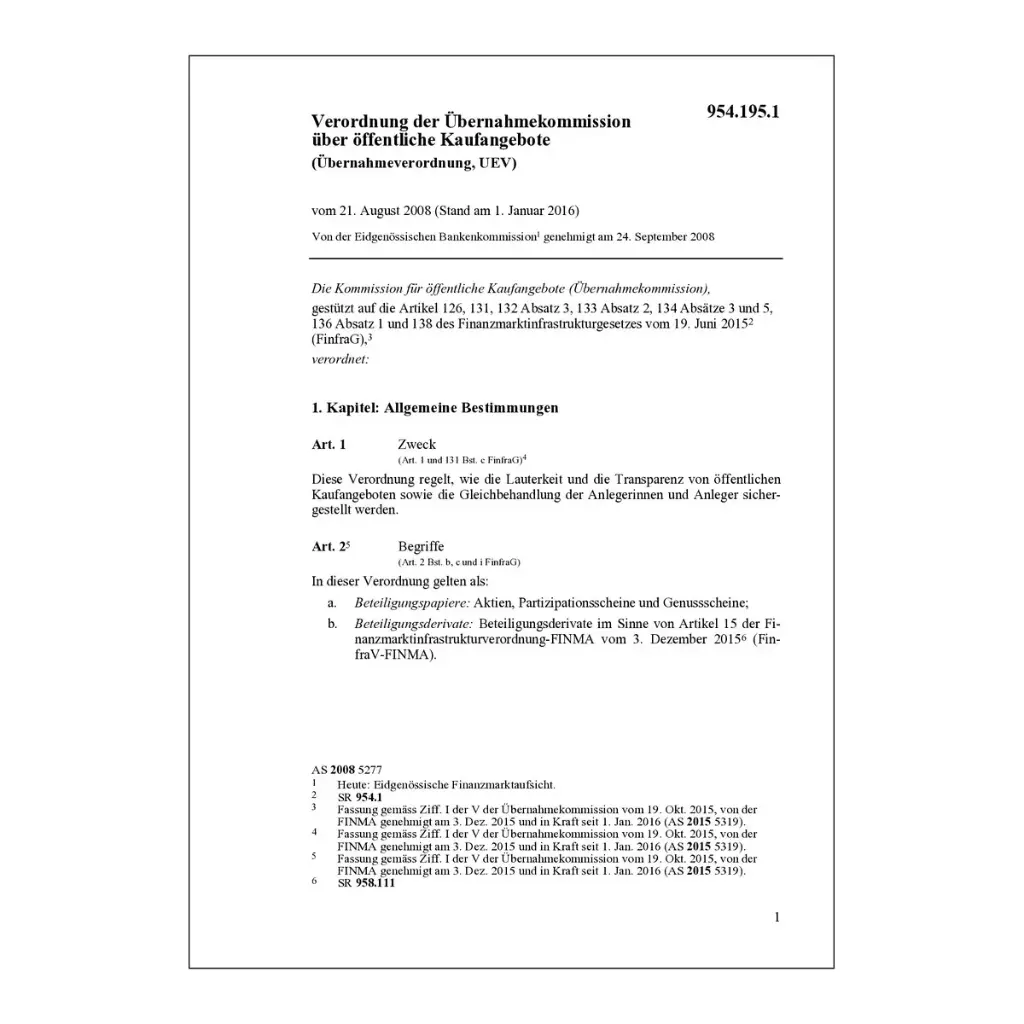 Übernahmeverordnung, UEV