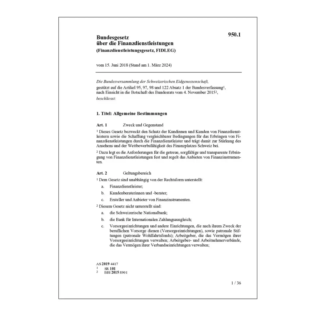 Finanzdienstleistungsgesetz, FIDLEG
