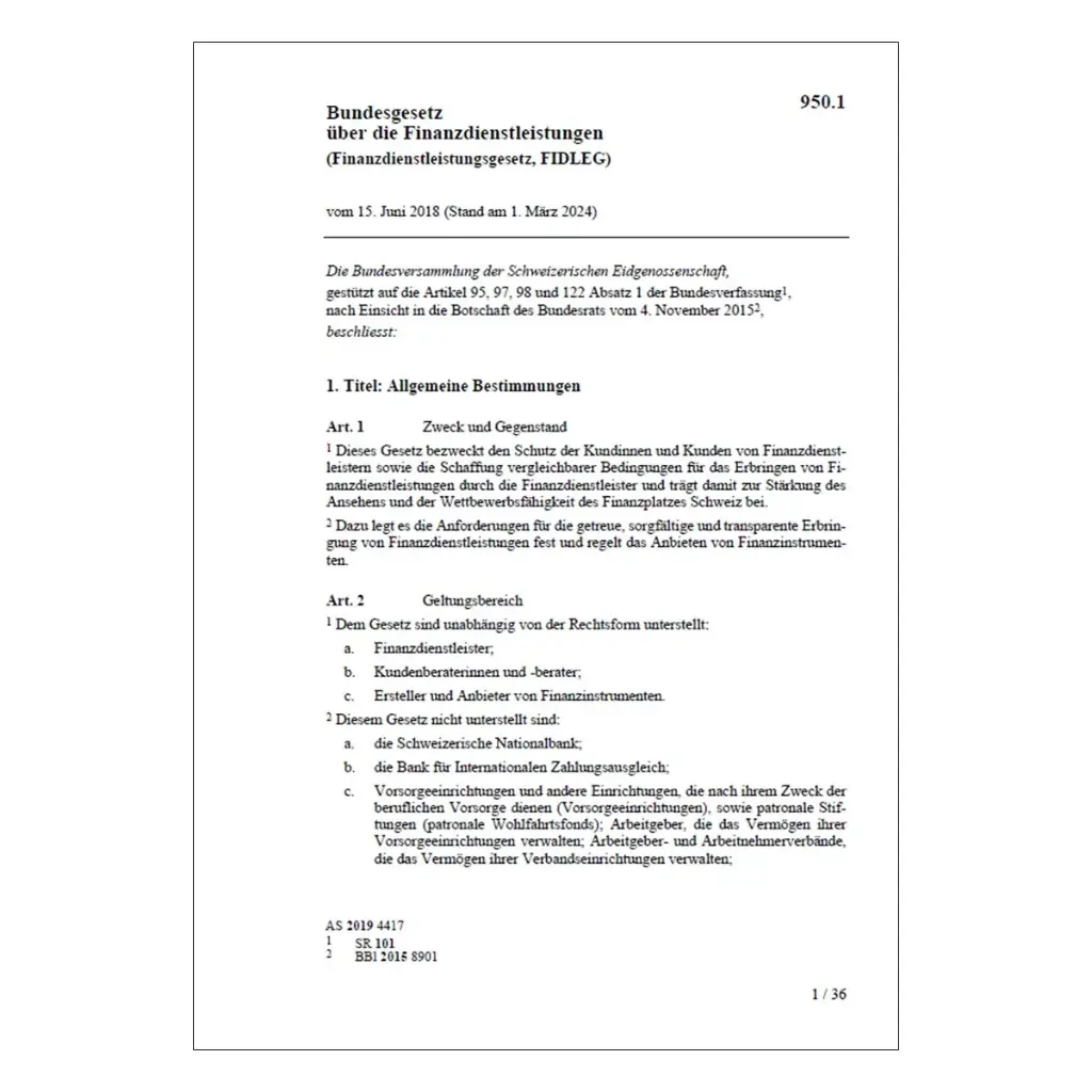 Finanzdienstleistungsgesetz, FIDLEG