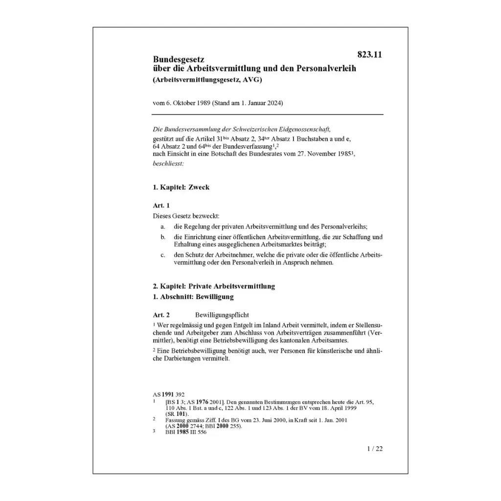 Arbeitsvermittlungsgesetz, AVG