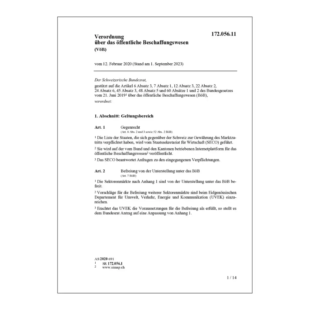 Verordnung über das öffentliche Beschaffungswesen, VöB