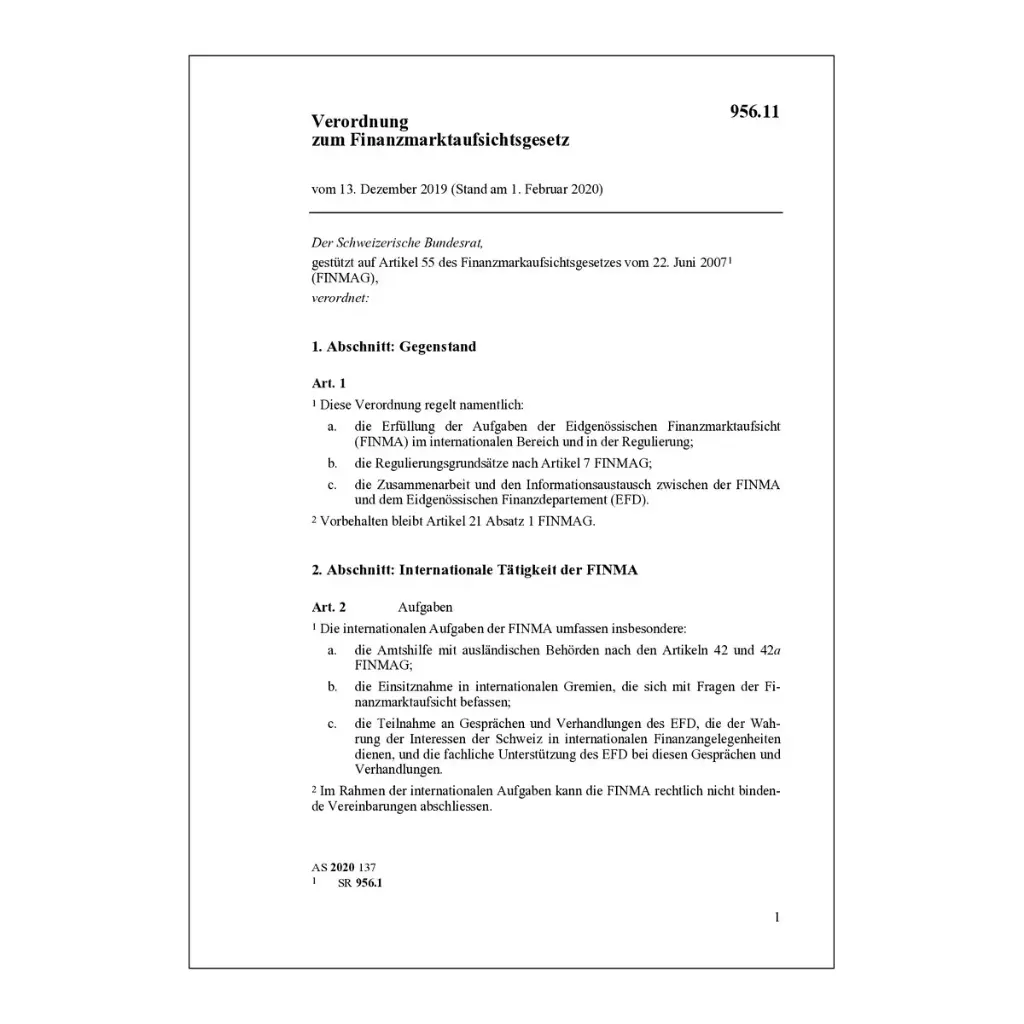 Verordnung zum Finanzmarktaufsichtsgesetz. FINMAG-VO
