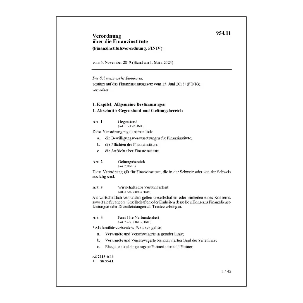 Verordnung über die Finanzinstitute (Finanzinstitutsverordnung, FINIV)