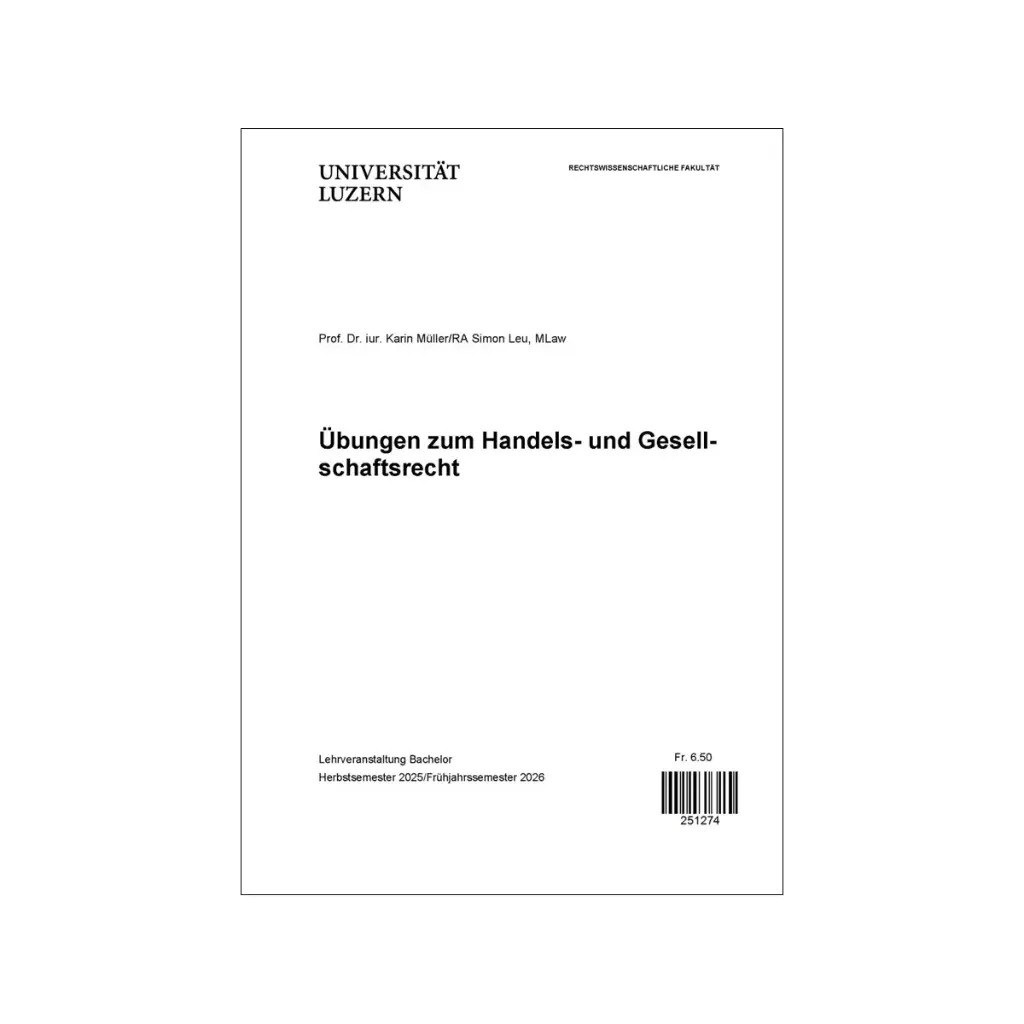 Übungen zum Handels- und Gesellschaftsrecht HGR HS25