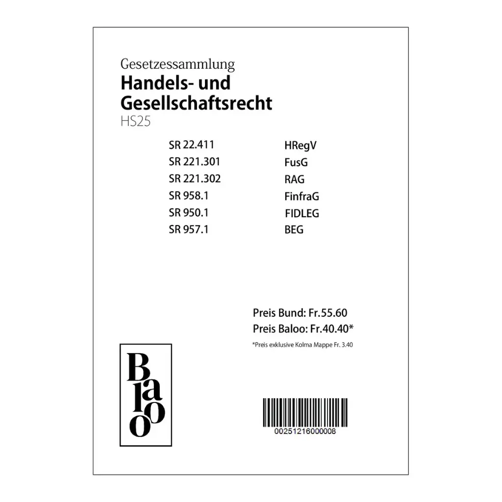 Gesetzessammlung Handels- und Gesellschaftsrecht HS25