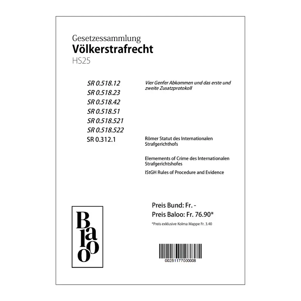 Gesetzessammlung Völkerstrafrecht HS25