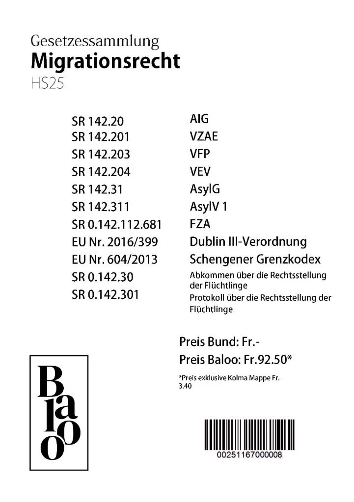 Gesetzessammlung Migrationsrecht HS25