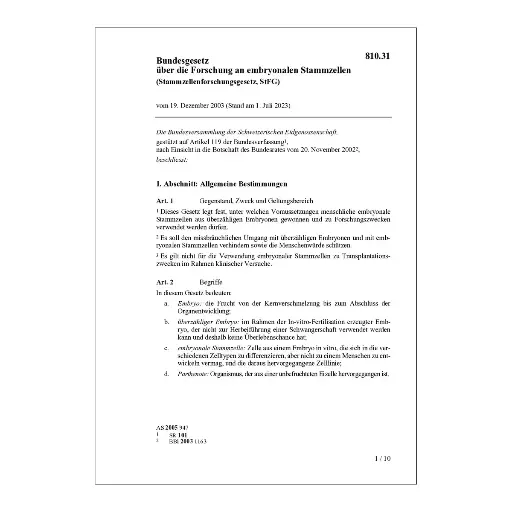 [81031] Stammzellenforschungsgesetze, StFG