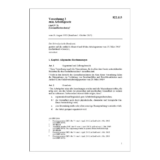 [00822113] Verordnung 3 zum Arbeitsgesetz, ArGV 3