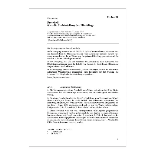 [000142301] Protokoll, Rechtsstellung Flüchtlinge