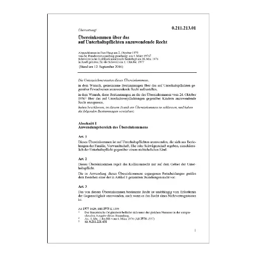 [00021121301] Übereinkommen über das auf Unterhaltspflichten anzuwendende Recht