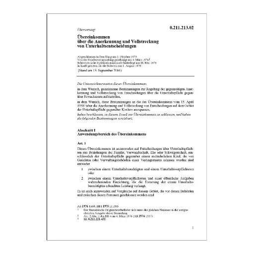 [00021121302] Übereinkommen über die Anerkennung und Vollstreckung von Unterhaltsentscheidunge