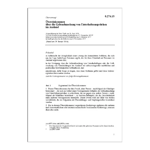 [00027415] Übereink. Unterhaltsansprüche im Ausland