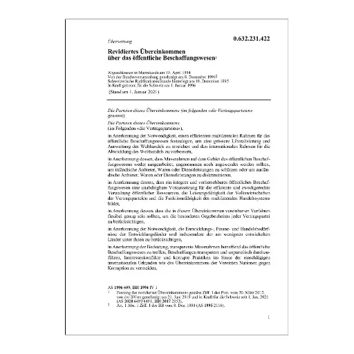 [000632231422] Übereink. öffentl. Beschaffungswesen, WTO