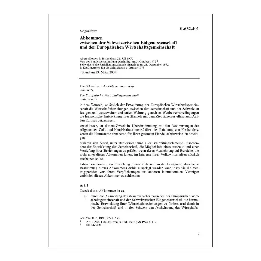 [000632401] Freihandelsabkommen 192 - Abk. zwischen der Schweiz und der EWG