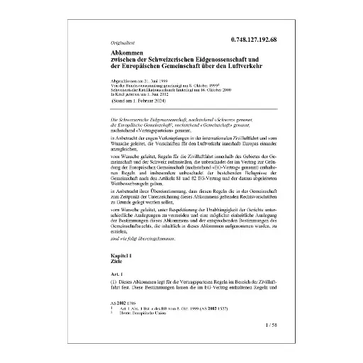 [00074812719268] Abk. EG über den Luftverkehr, Luftverkehrsabkommen 1999
