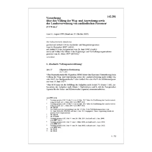 [00142281] V Weg-+ Ausweisung ausländ. Person VVWAL