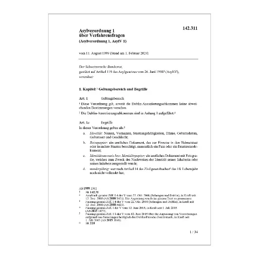 [00142311] Asylverord. 1 Verfahrensfragen AsylV 1