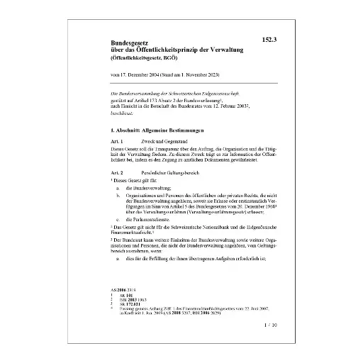 [001523] BG Öffentlichkeitsprinzip Verwaltung BGÖ